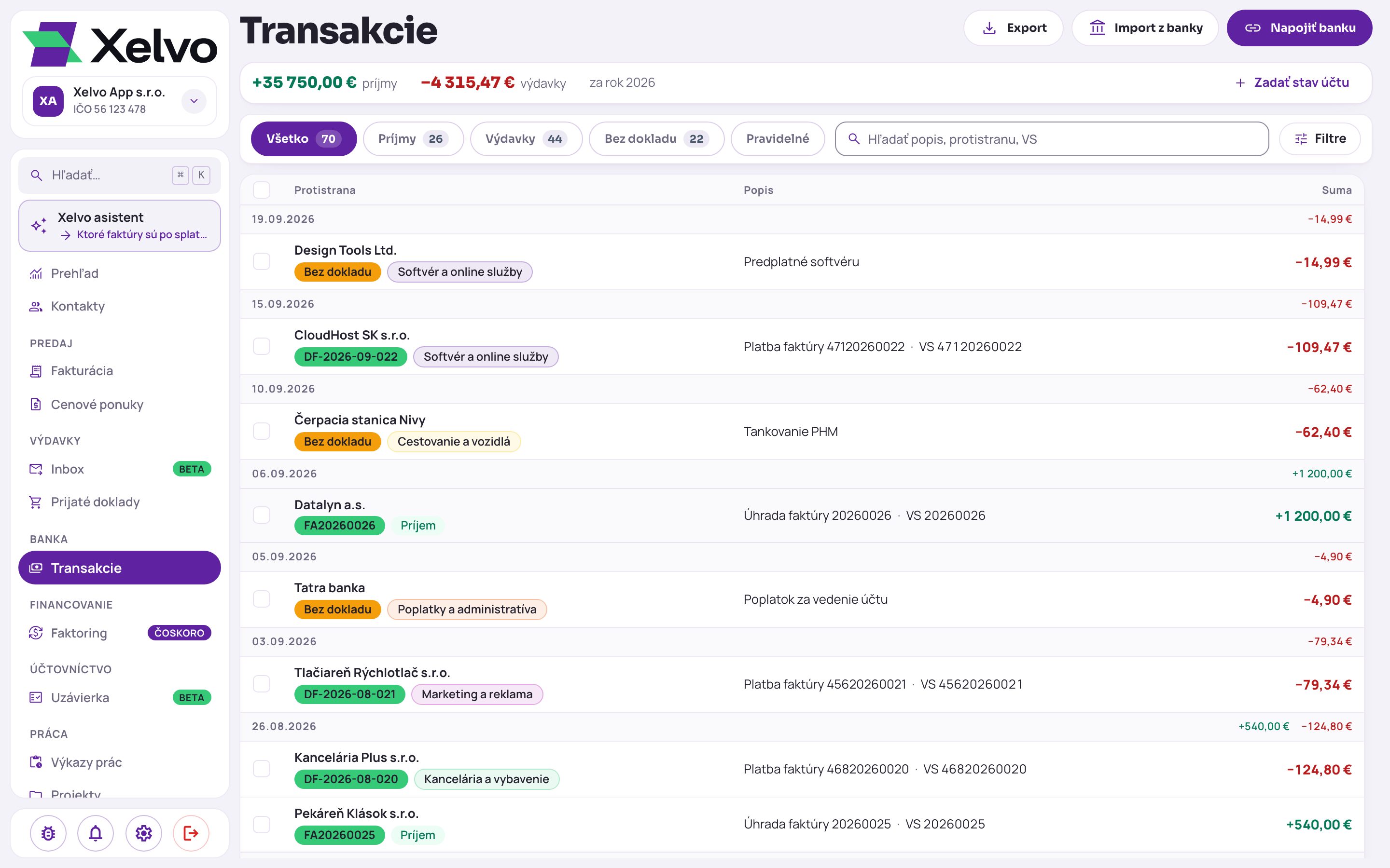 Xelvo: transakcie s návrhom párovania