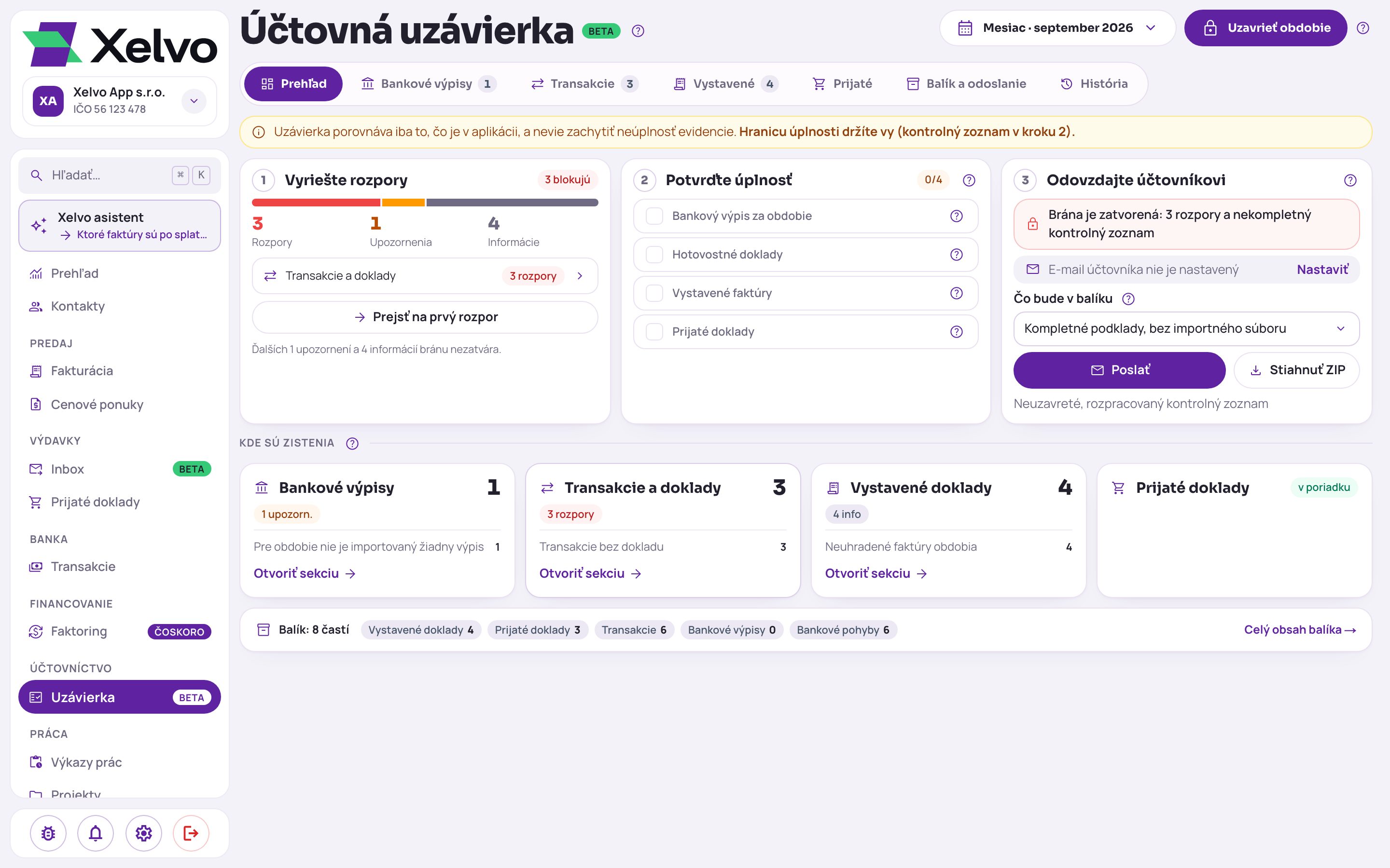 Xelvo: uzávierka obdobia