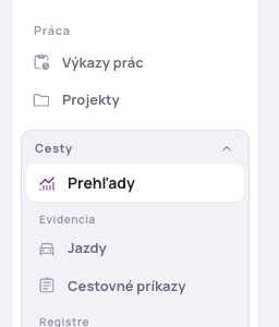 Skupina Cesty v ľavom menu