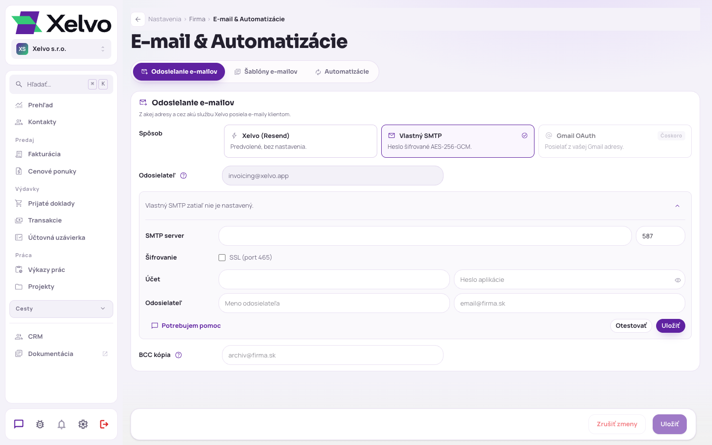 Nastavenie vlastného SMTP servera